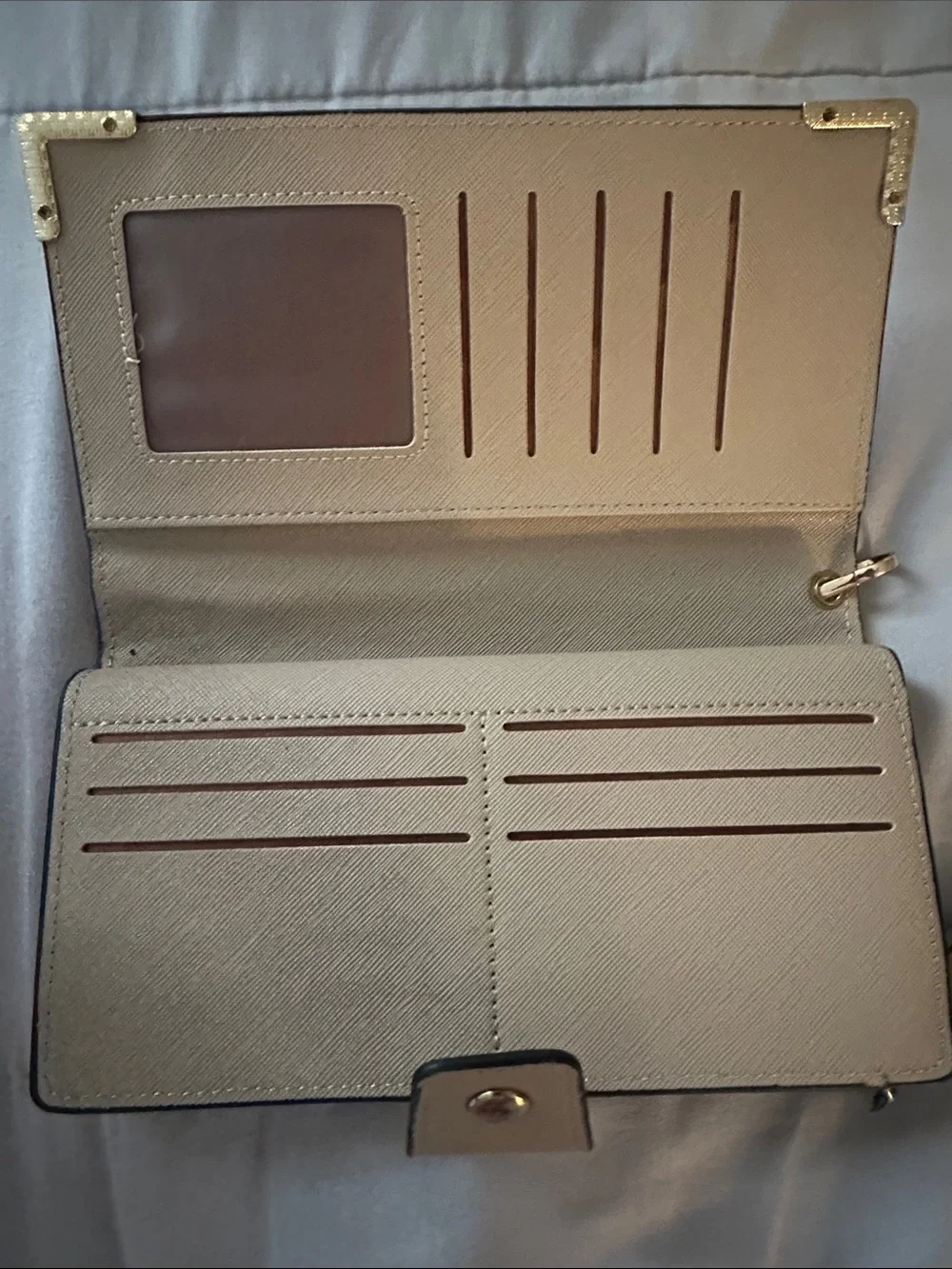 Beige Saffiano Wristlet Wallet - Classic Women's Clutch
